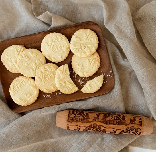 Sur La Table Woodland Cottage Embossed Rolling Pin